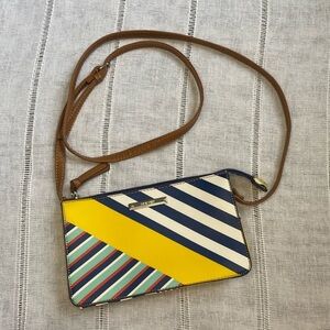 Nine West Striped Crossbody Bag - Yellow, Blue, Brown